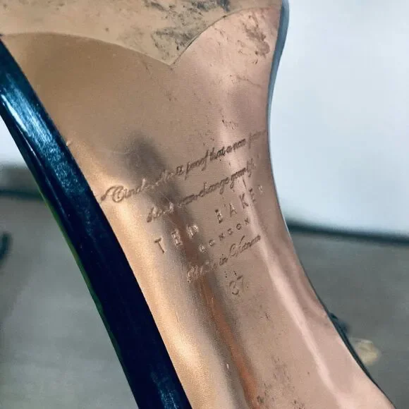 Ted Baker London Black Patent Strappy Stiletto Heels - Picture 9 of 9